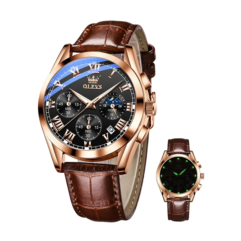 Olevs Chronograph Black Dial Men's Watch- 2876